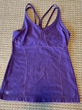 Athleta Empowerment Tank  Built In Shelf Bra Strappy Racerback Purple  Small EUC